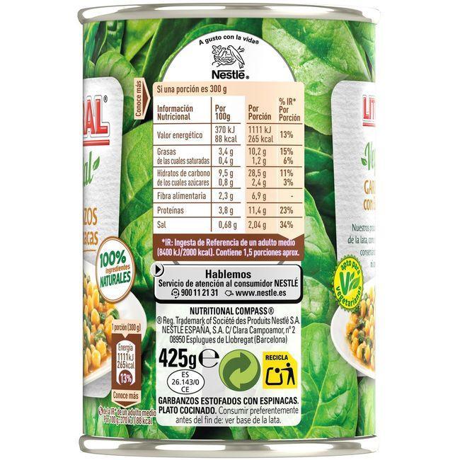 Eroski Garbanzos Con Espinacas LITORAL Lata 425 G