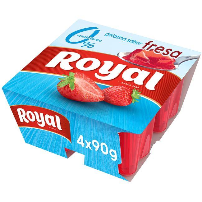 Eroski Gelatina sabor fresa 0% ROYAL pack 4x90 g