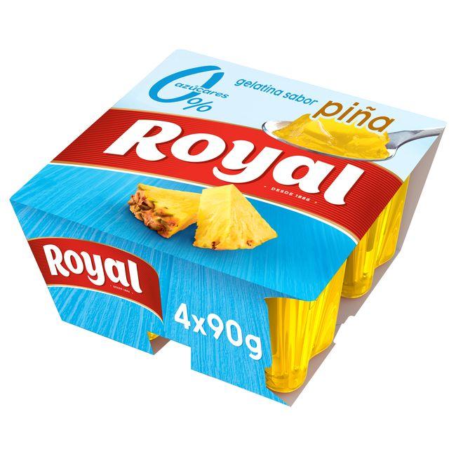 Eroski Gelatina Sabor Piña 0% ROYAL Pack 4x90 G