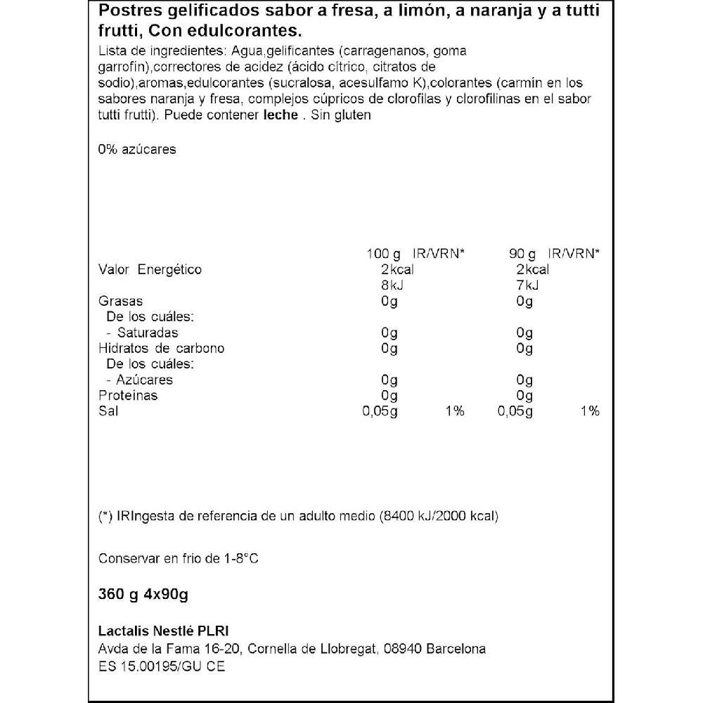 Eroski Gelly 0% Sabores NESTLÉ Pack 4x90 G