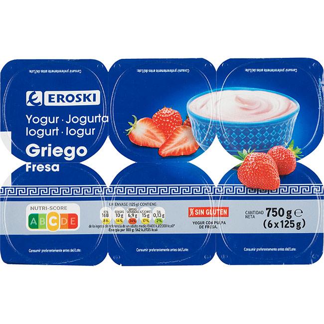 Eroski Griego Con Fresas EROSKI Pack 6x125 G