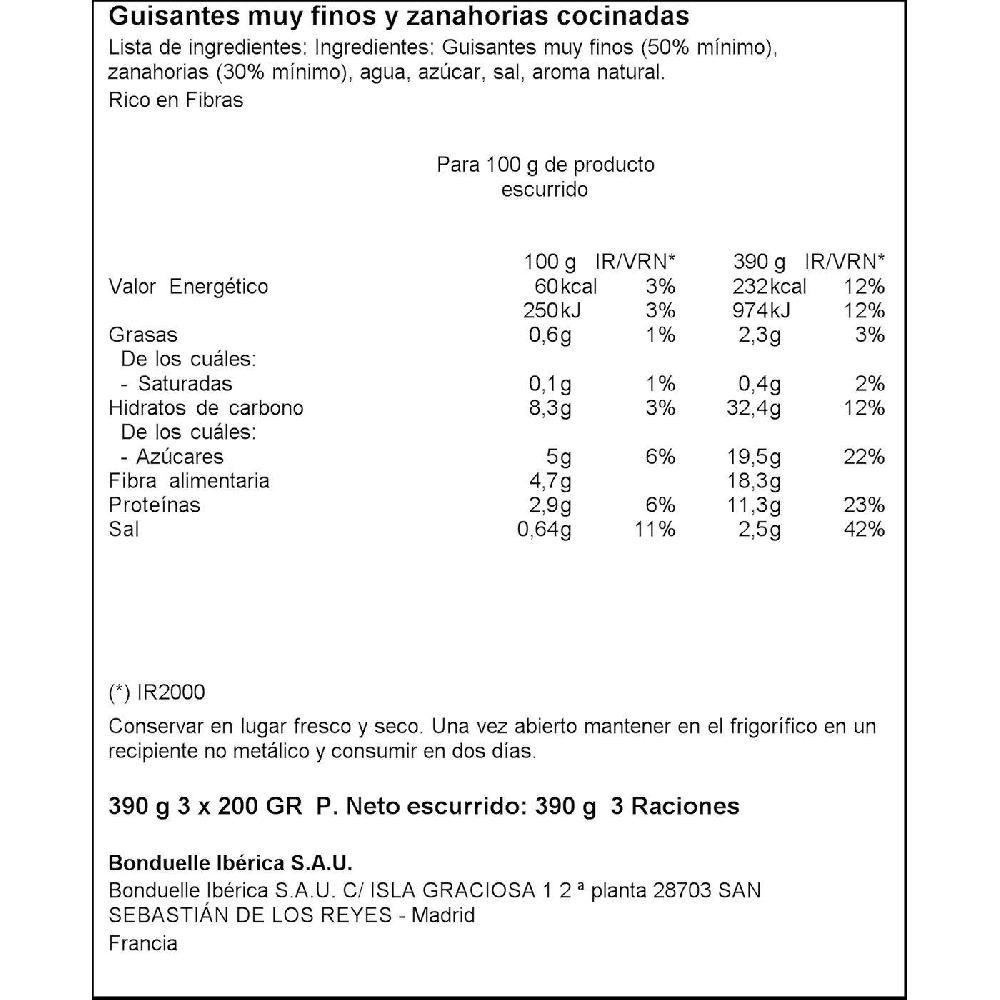 Eroski Guisante-zanahoria BONDUELLE Pack 3x130 G