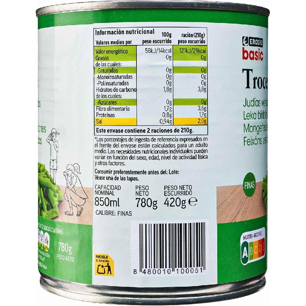 Eroski Judía Fina EROSKI BASIC Lata 420 G