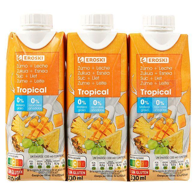 Eroski Lactozumo tropical EROSKI pack 3x330 ml