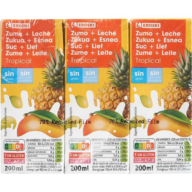 Eroski Lactozumo tropical EROSKI pack 6x200 ml