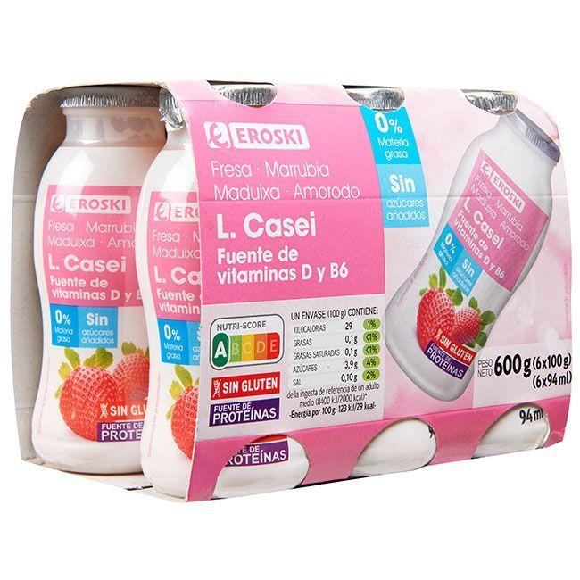 Eroski Lcasei 0% Fresa EROSKI Pack 6x100 Ml