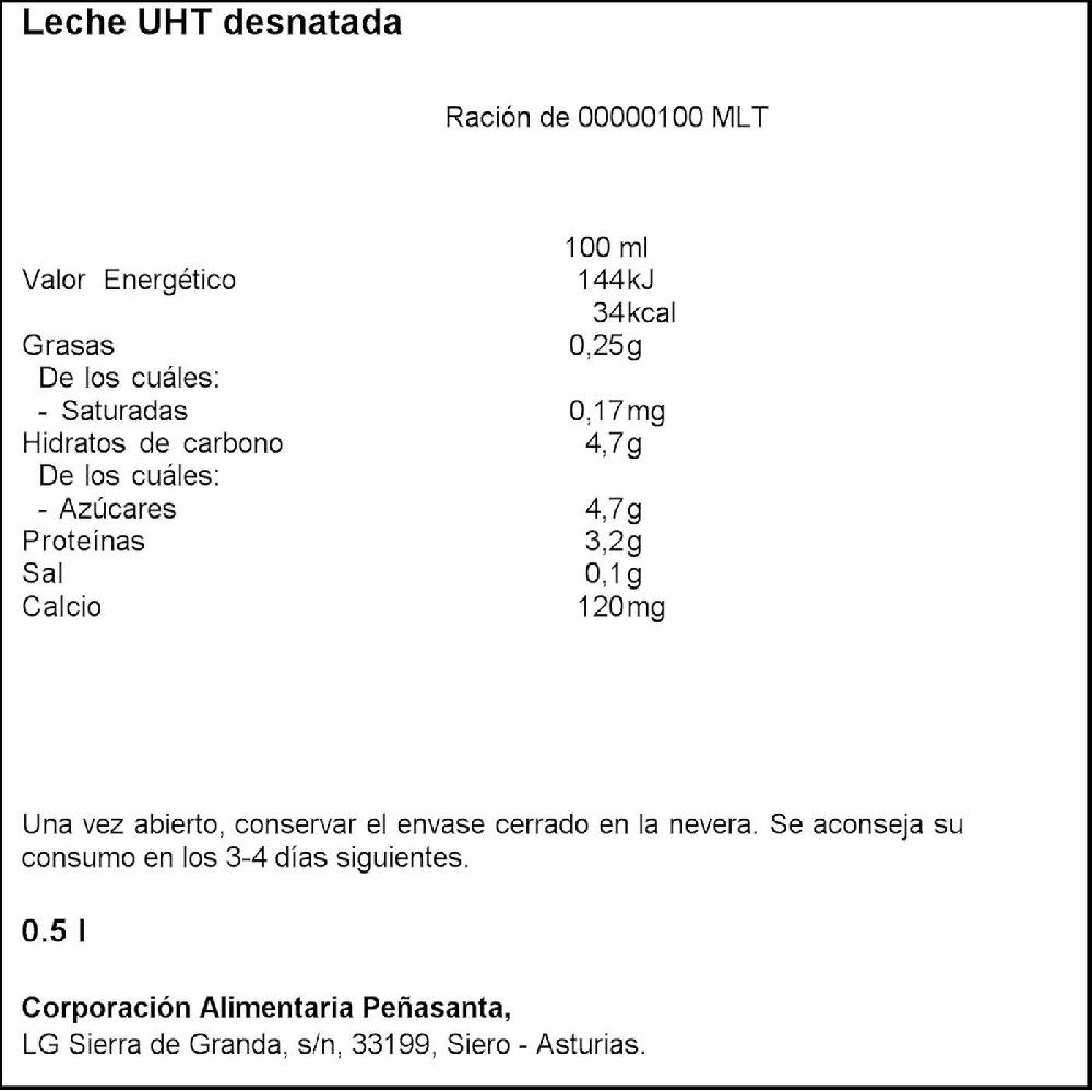 Eroski Leche Desnatada ASTURIANA Brik 50 Cl