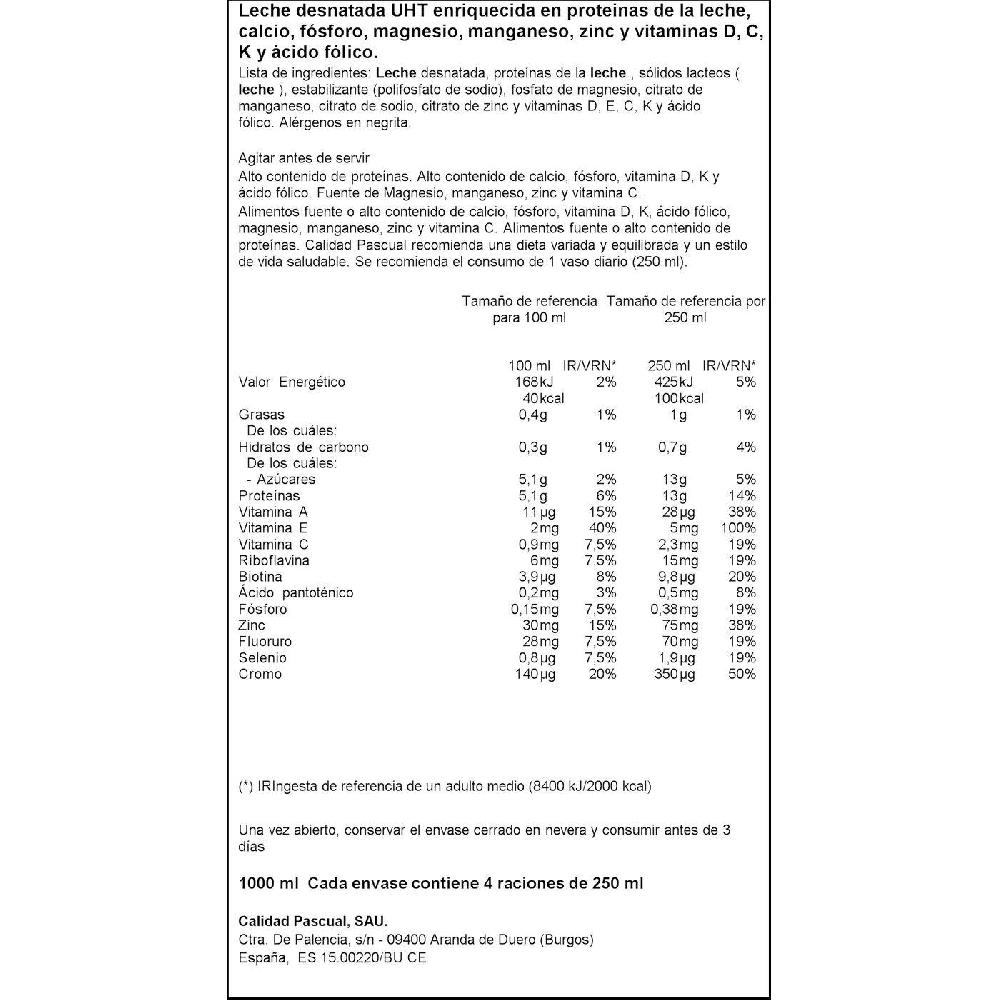 Eroski Leche Desnatada Calcio PASCUAL Brik 1 Litro