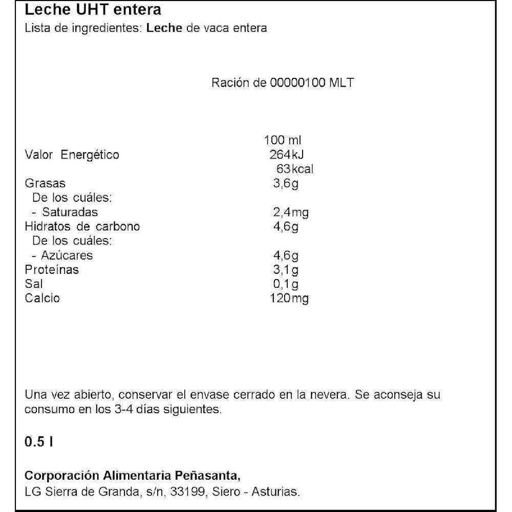 Eroski Leche Entera ASTURIANA Brik 50 Cl