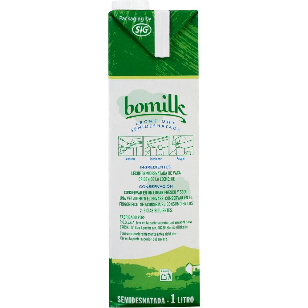 Eroski Leche Semidesnatada BOMILK Brik 1 Litro