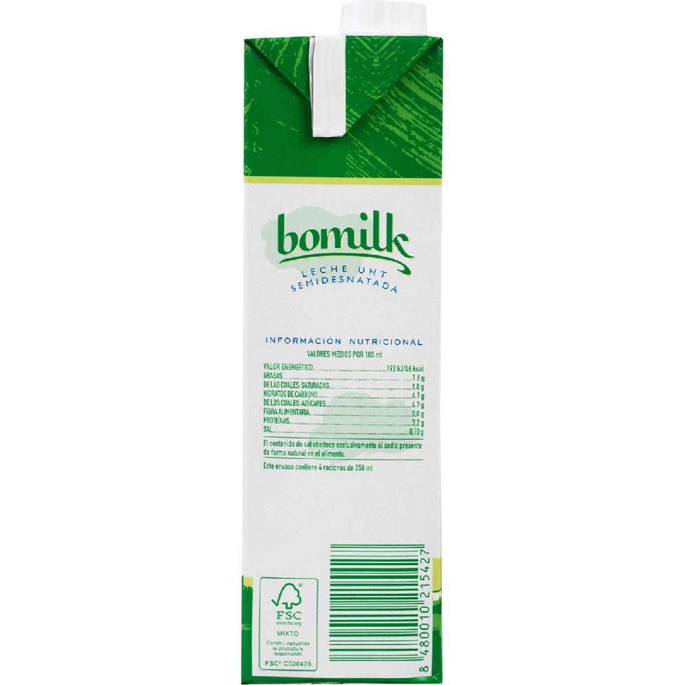 Eroski Leche Semidesnatada BOMILK Brik 1 Litro