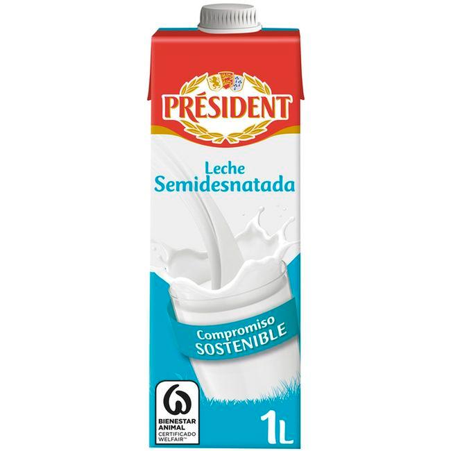Eroski Leche semidesnatada PRESIDENT brik 1 litro