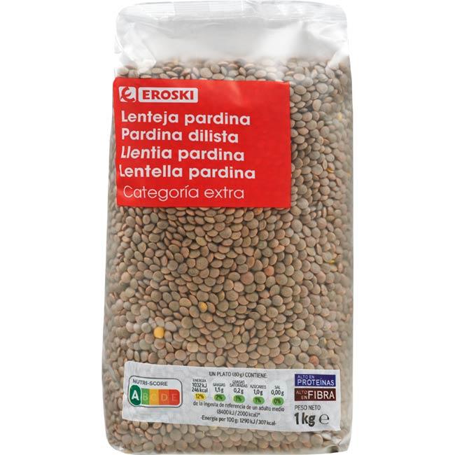 Eroski Lenteja pardina EROSKI paquete 1 kg