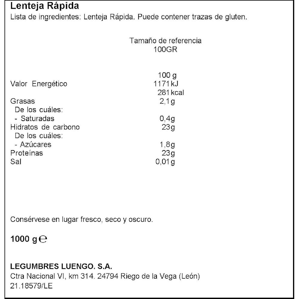 Eroski Lenteja Rápida MARAVILLA Caja 1 Kg