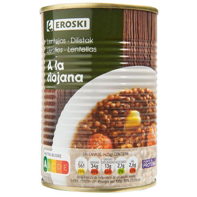 Eroski Lentejas a la Riojana EROSKI lata 425 g