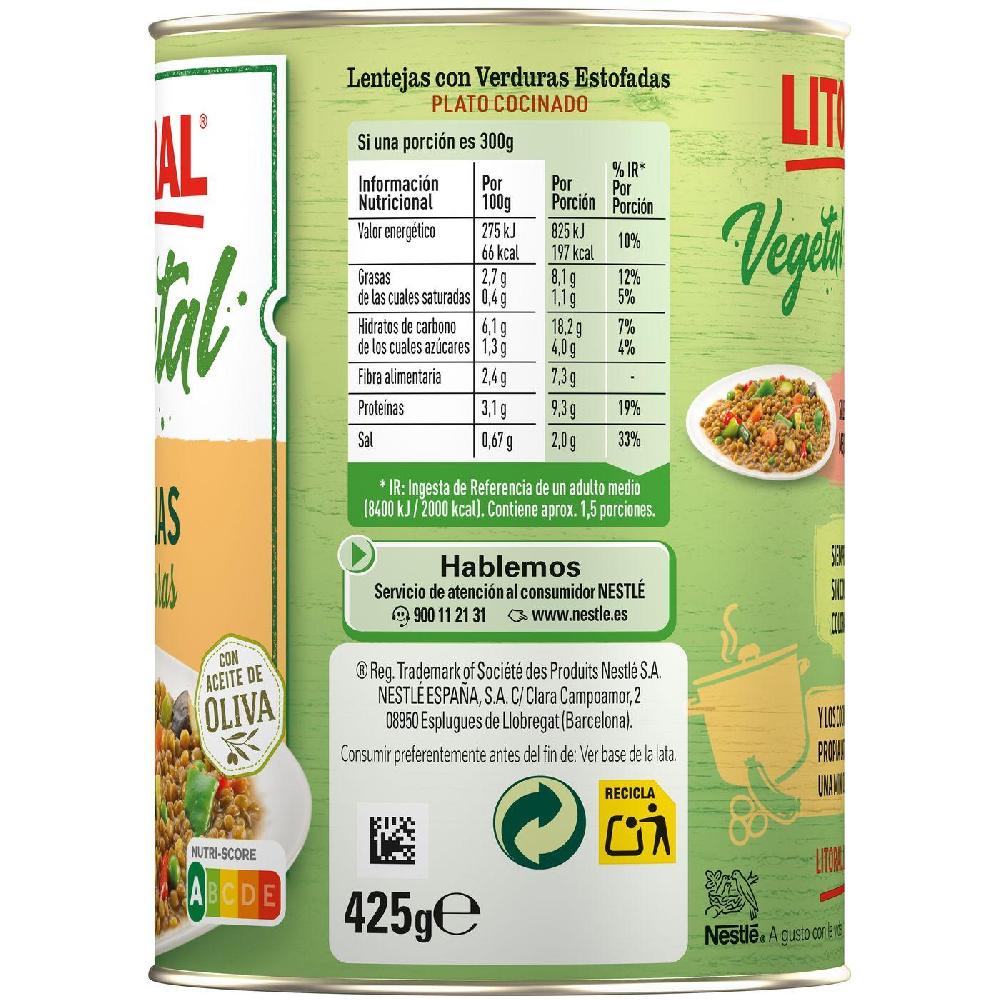 Eroski Lentejas Con Verduras LITORAL Lata 430 G