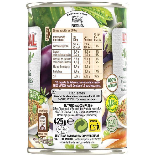 Eroski Lentejas Con Verduras LITORAL Lata 430 G
