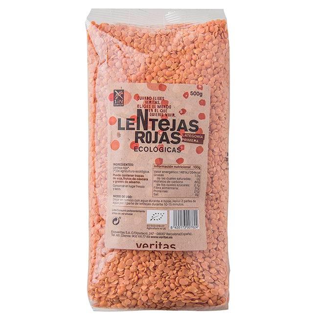 Eroski Lentejas rojas VERITAS paquete 500 g