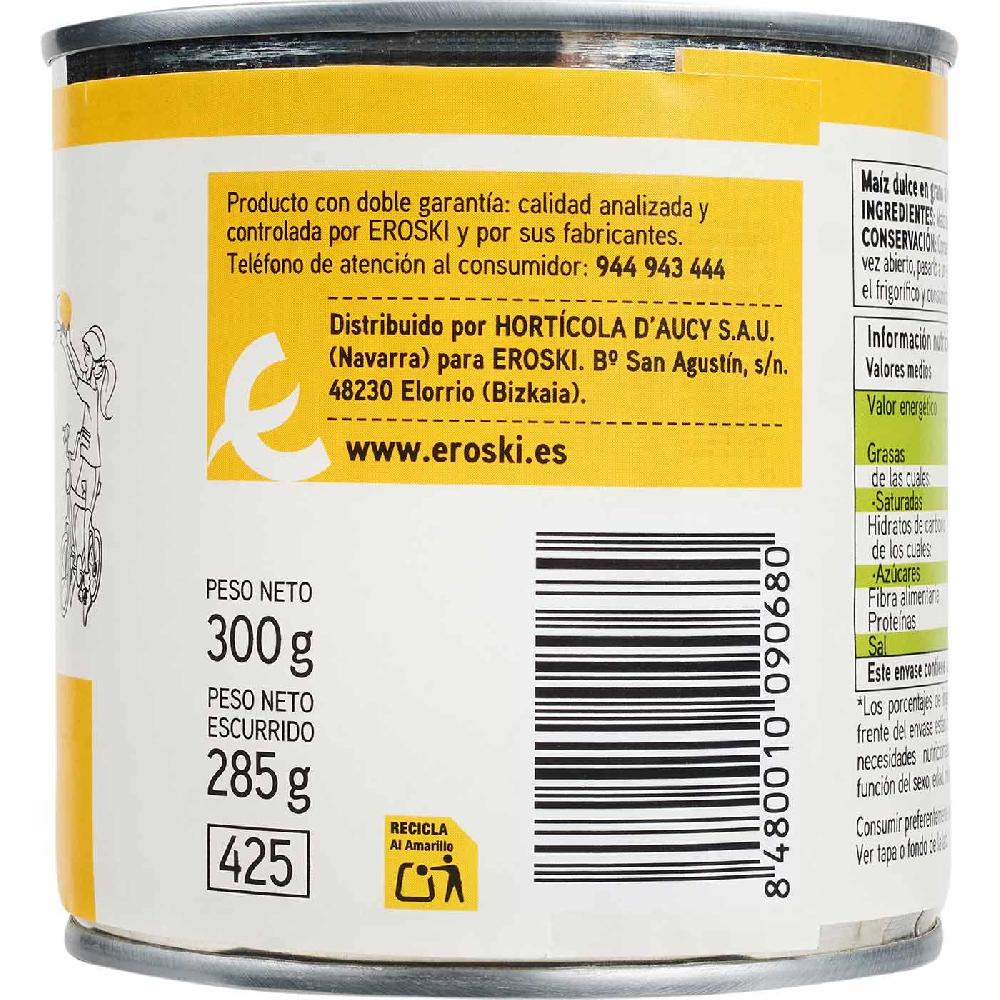 Eroski Maíz Dulce EROSKI BASIC Lata 285 G