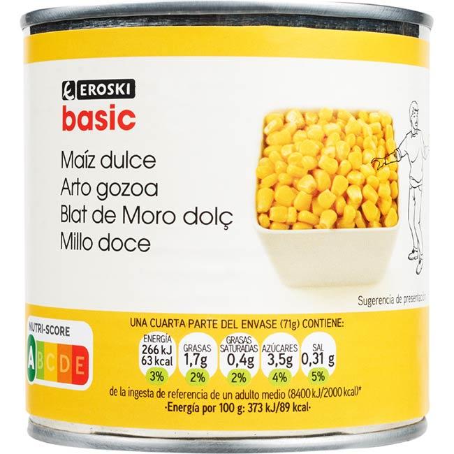 Eroski Maíz dulce EROSKI BASIC lata 285 g