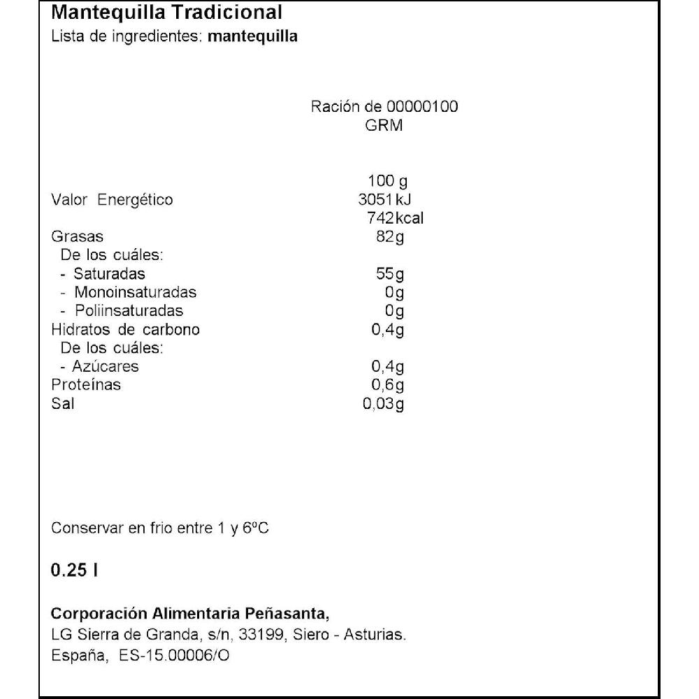 Eroski Mantequilla ASTURIANA Pastilla 250 G