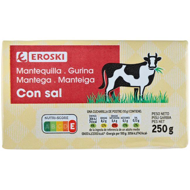 Eroski Mantequilla con sal EROSKI patilla 250 g