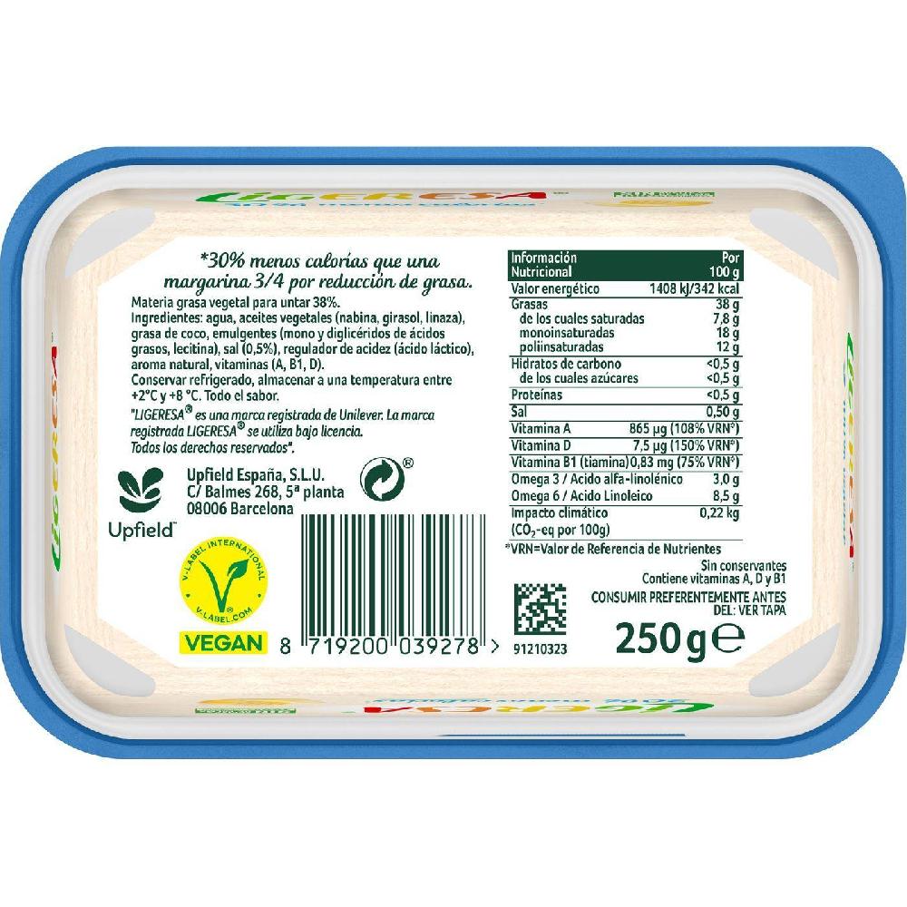 Eroski Margarina LIGERESA Tarrina 250 G