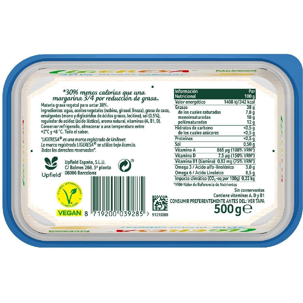 Eroski Margarina LIGERESA Tarrina 500 G