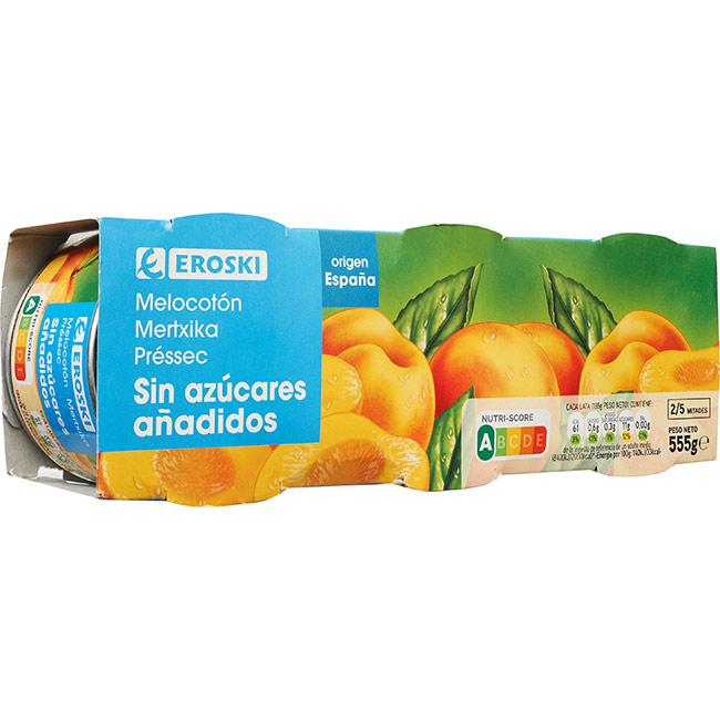 Eroski Melocotón Sin Azúcar EROSKI Pack 3x115 G