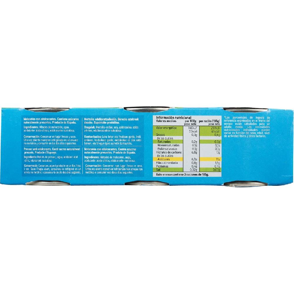 Eroski Melocotón Sin Azúcar EROSKI Pack 3x115 G