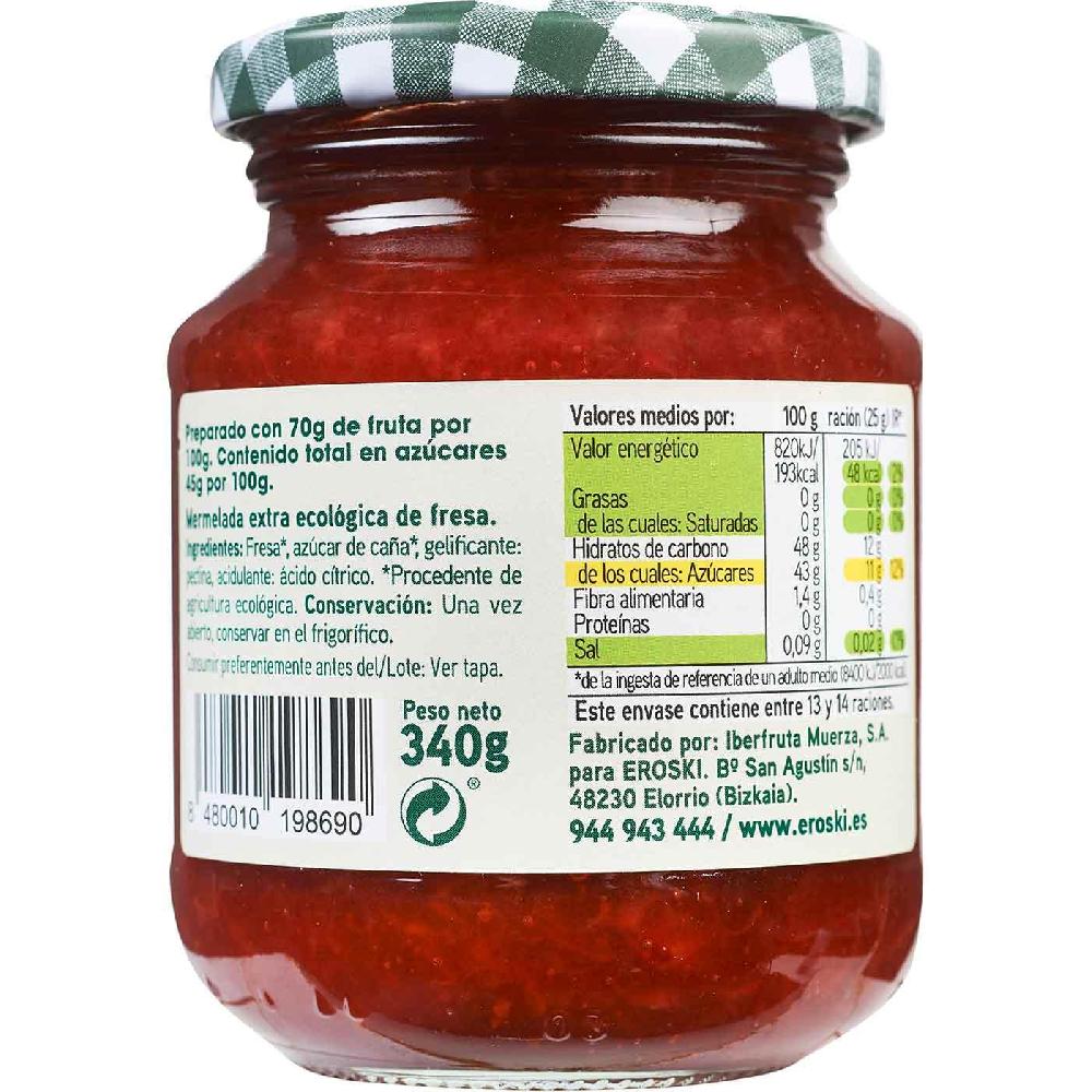 Eroski Mermelada Bio De Fresa EROSKI Frasco 340 G