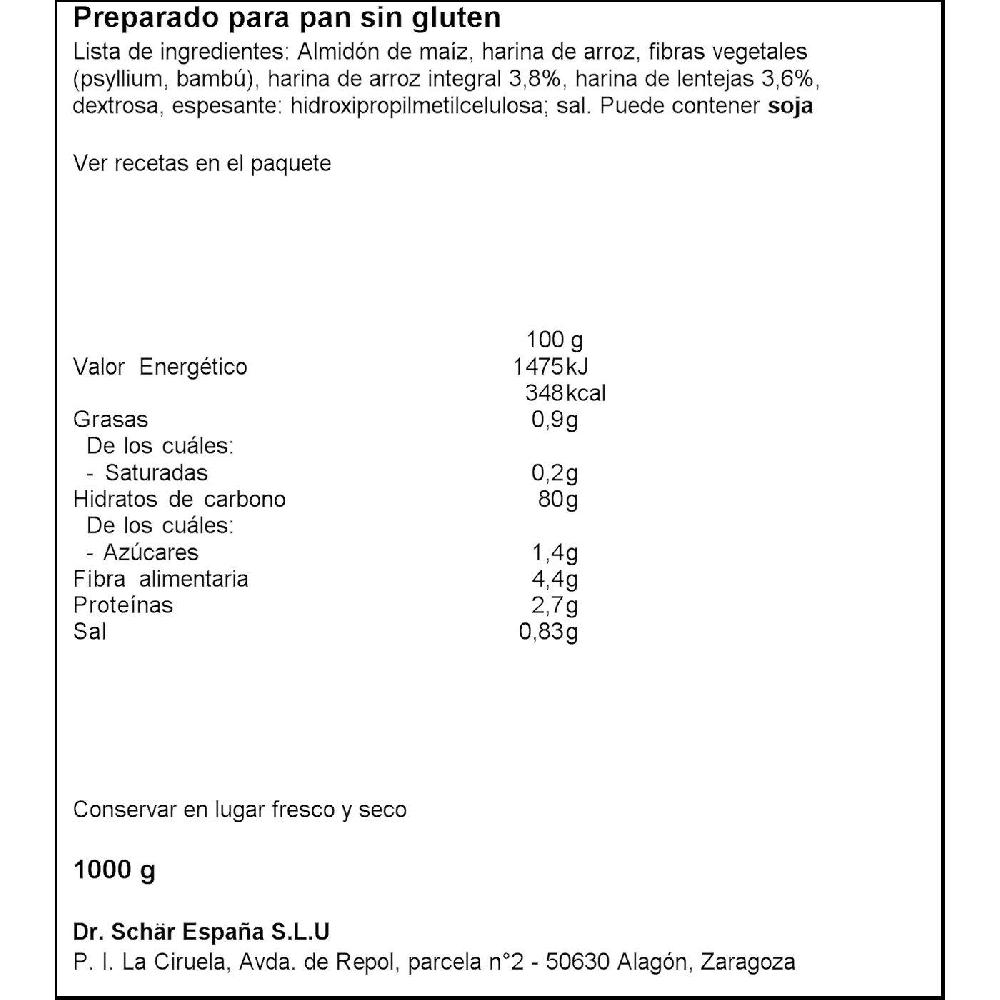 Eroski Mix B Pan Sin Gluten SCHAR Paquete 1 Kg