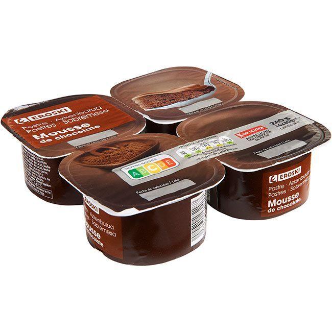 Eroski Mousse de chocolate EROSKI pack 4x60 g