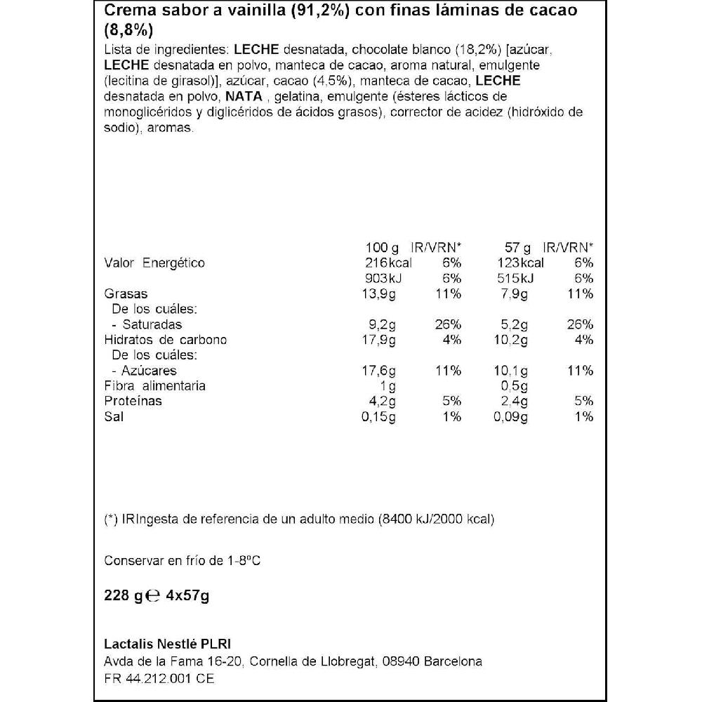 Eroski Mousse De Vainilla NESTLÉ Gold Pack 4x57 G
