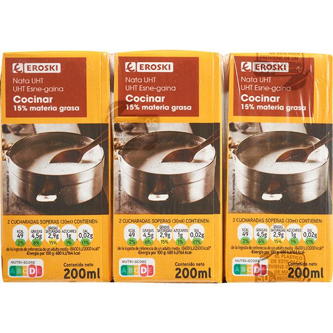 Eroski Nata para cocinar EROSKI pack 3x200 ml