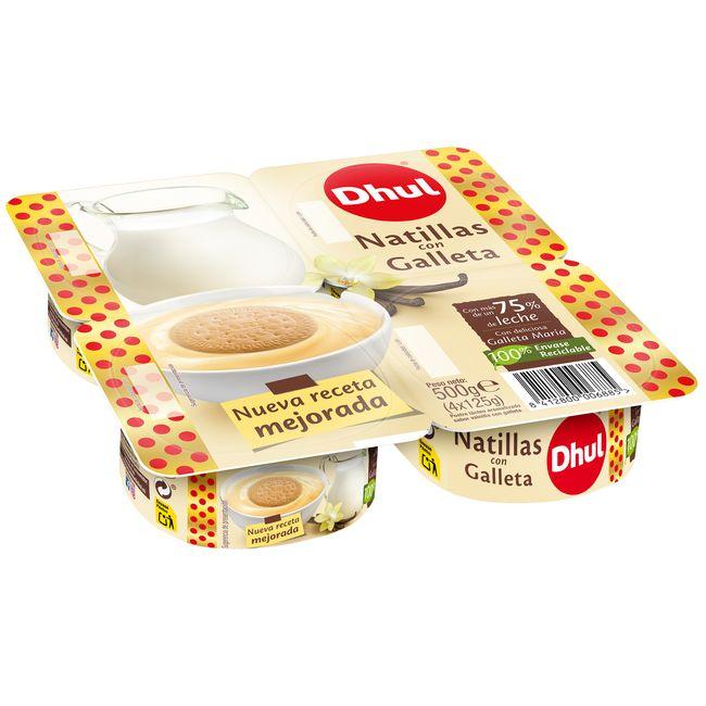 Eroski Natillas con galleta DHUL pack 4x125 g
