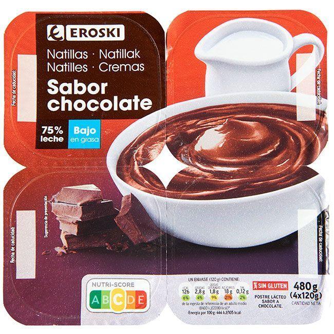 Eroski Natillas De Chocolate EROSKI Pack 4x120 G