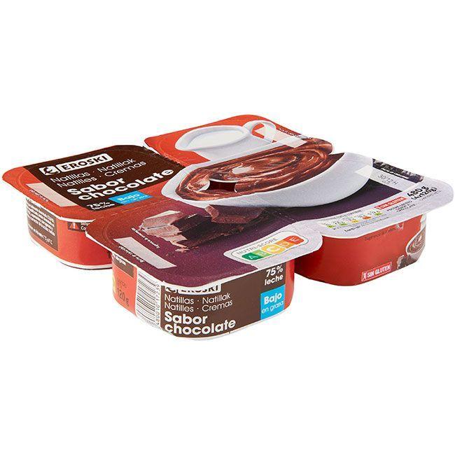 Eroski Natillas de chocolate EROSKI pack 4x120 g