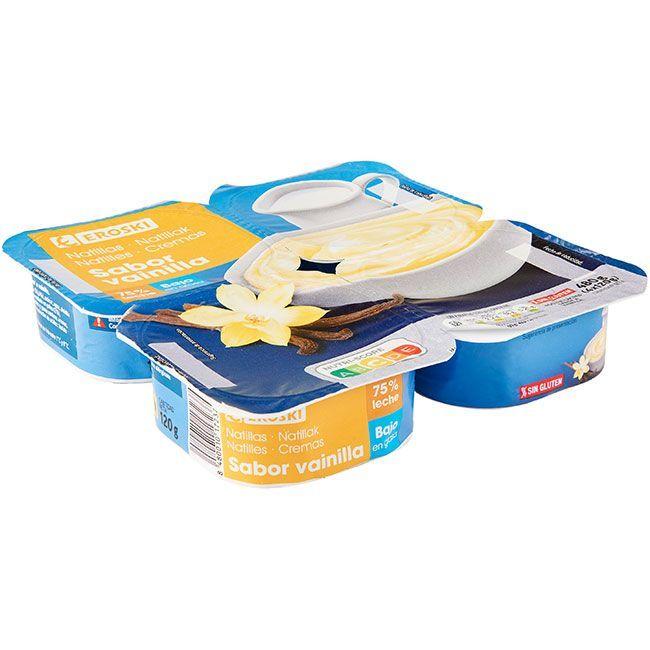 Eroski Natillas de vainilla EROSKI pack 4x120 g