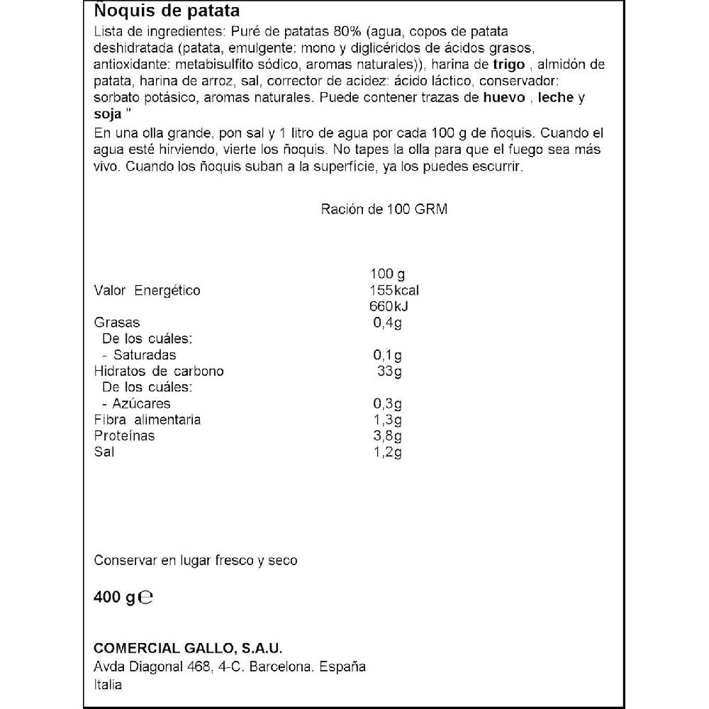 Eroski Ñoqui De Patata GALLO Bandeja 400 G