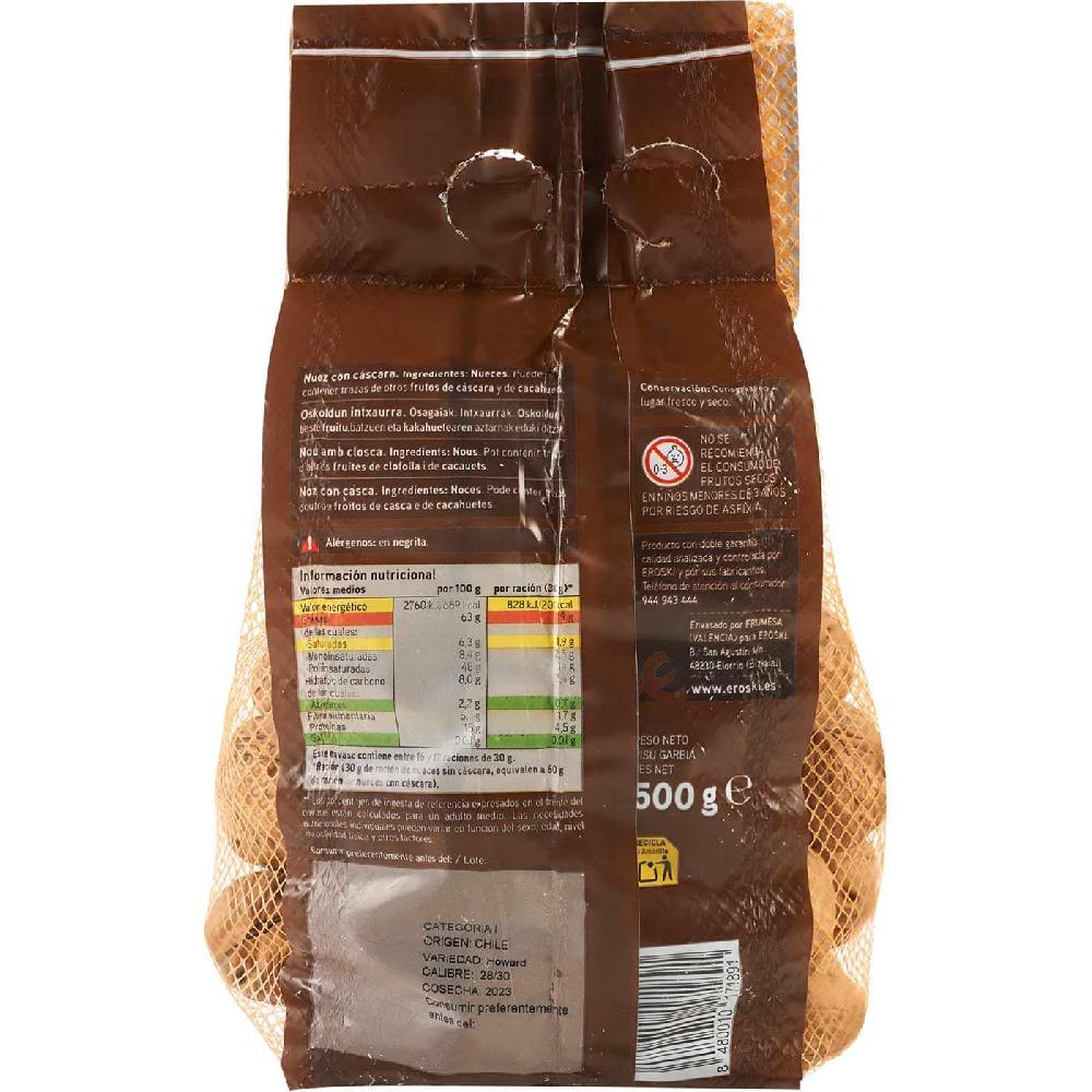 Eroski Nuez Con Cáscara EROSKI Malla 500 G