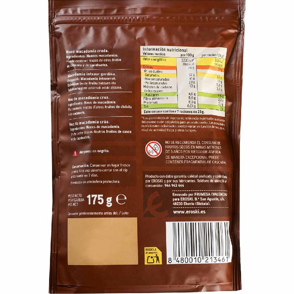 Eroski Nuez De Macadamia EROSKI Bolsa 175 G