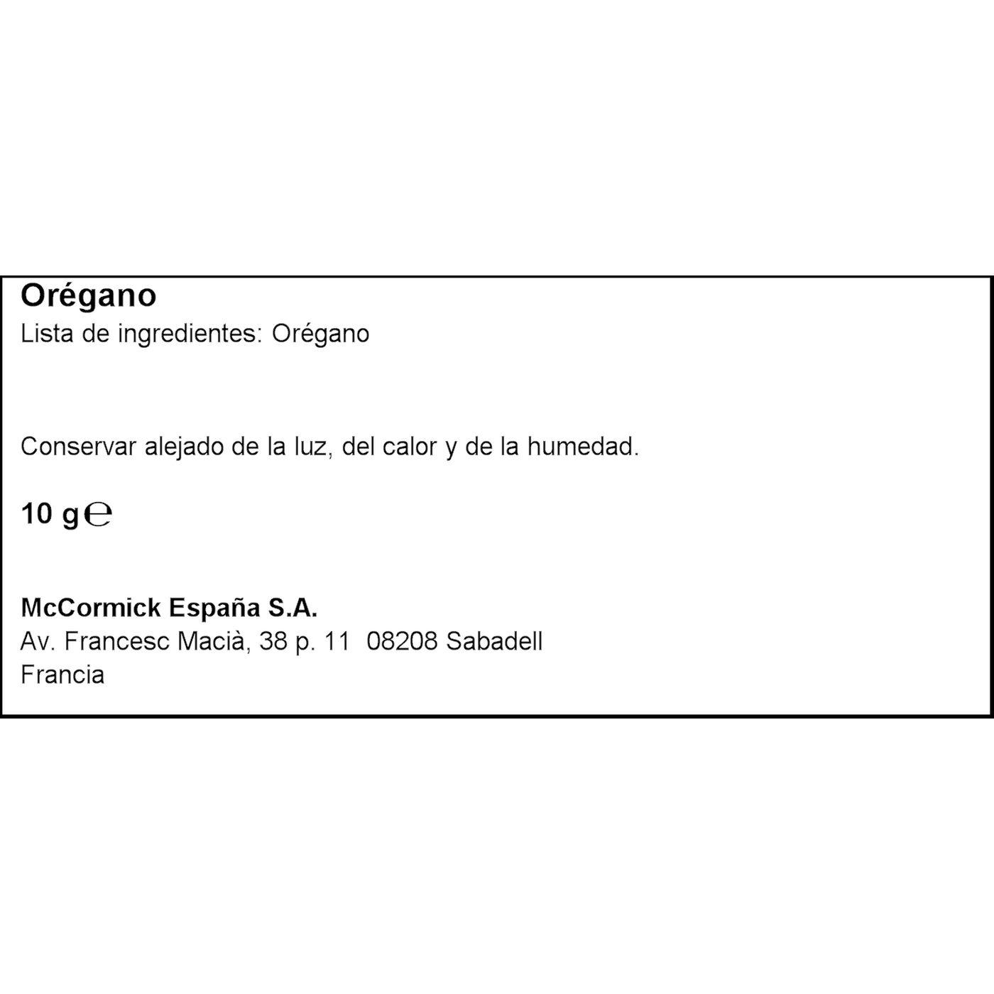 Eroski Orégano Para Sazonar DUCROS Frasco 10 G