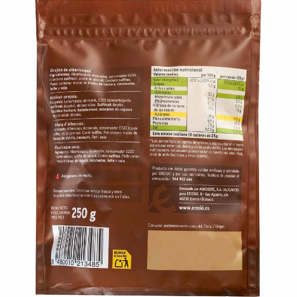 Eroski Orejón De Albaricoque EROSKI Bolsa 250 G