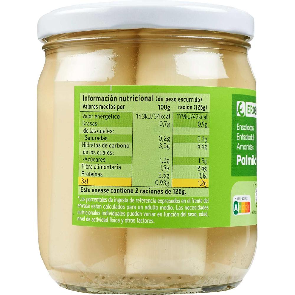 Eroski Palmito Entero EROSKI Frasco 250 G