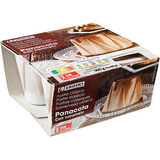 Eroski Pannacotta caramelo EROSKI pack 4x90 g