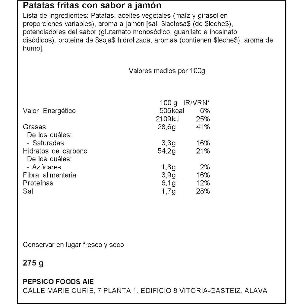 Eroski Patatas Sabor Jamón Xlb RUFFLES Bolsa 275 G