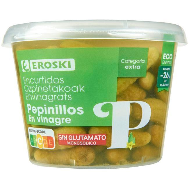 Eroski Pepinillos en vinagre EROSKI cubeta 300 g