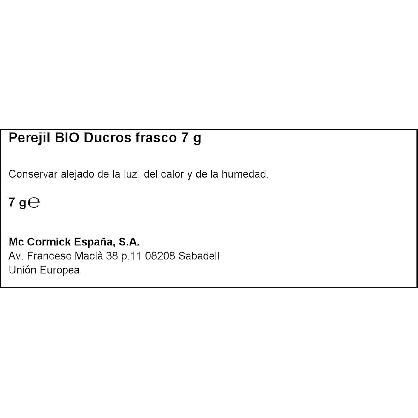Eroski Perejil Bio DUCROS Frasco 7 G