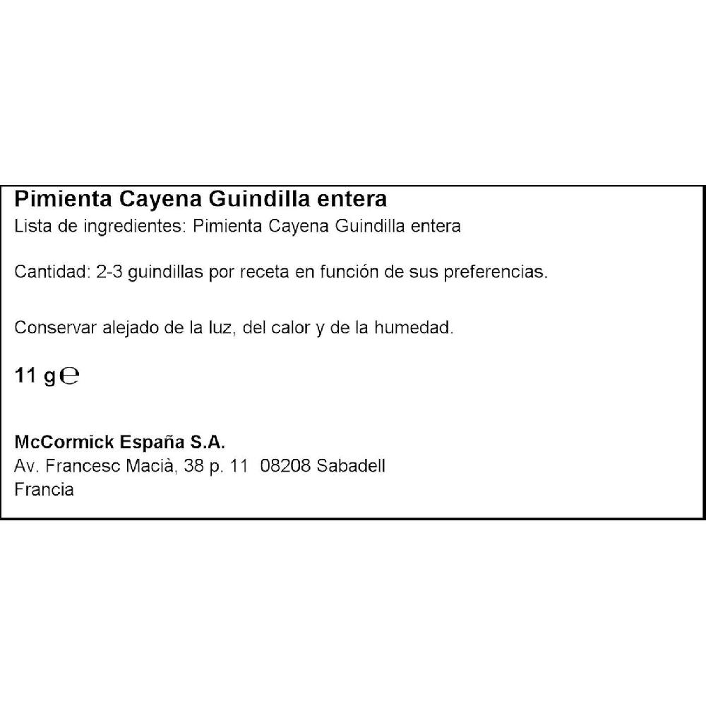 Eroski Pimienta Cayena Entera DUCROS Frasco 11 G